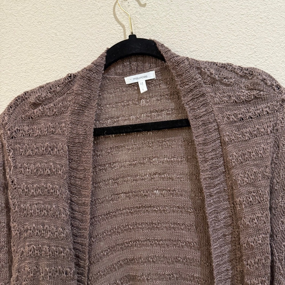Maurices Cardigan Women 1 Brown Good Open Knit Long Sleeve Textured Layering